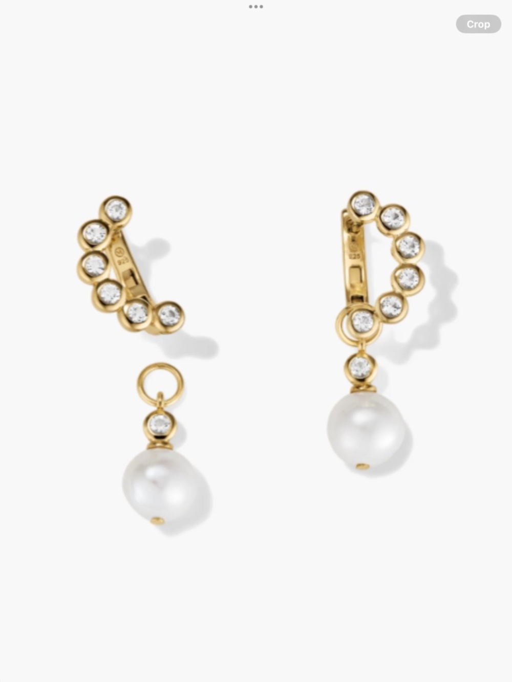 Like New Mejuri Remy white topaz gold vermeil pearl hoop earrings